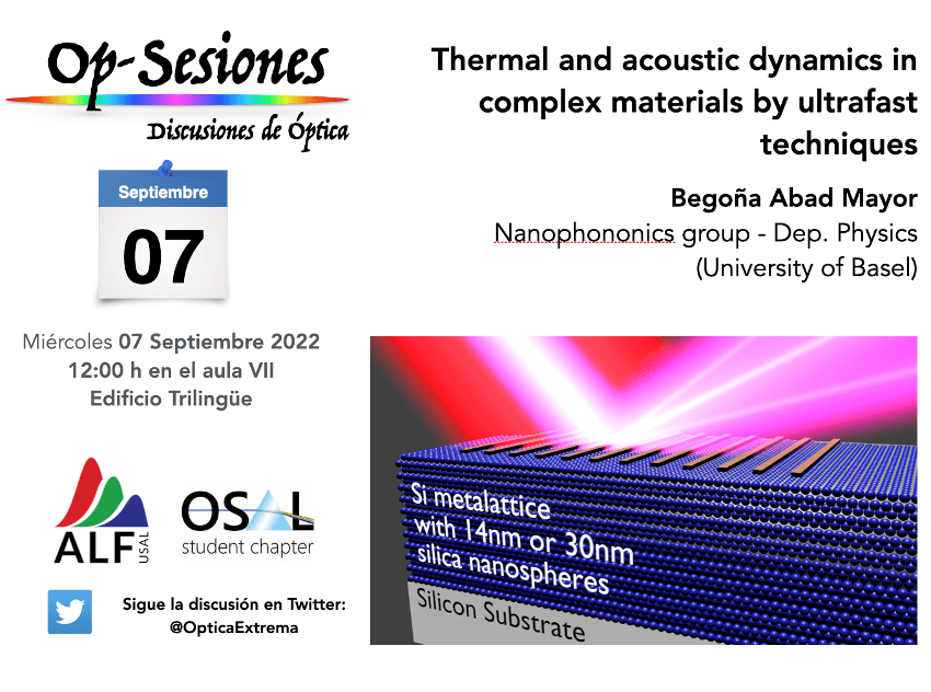 OP Sesion – Thermal and acoustic dynamics in complex materials by ultrafast techniques