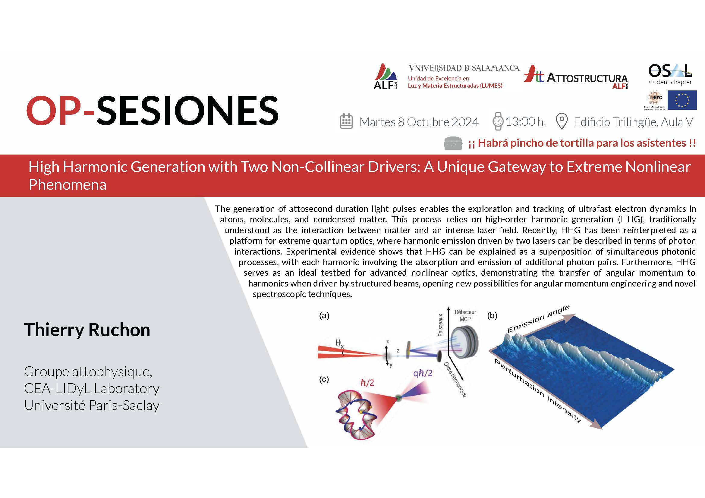 Op Sesión –  High Harmonic Generation with Two Non-Collinear Drivers: A Unique Gateway to Extreme Nonlinear Phenomena 